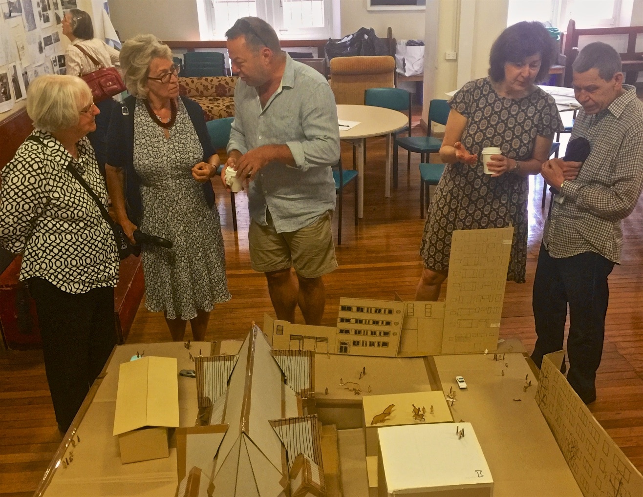 Start of the ongoing Consultation process - Michael Parker and Sue Wittenoom explaining the concept to Helen Campbell and Barbara Campbell and Peter Dodds