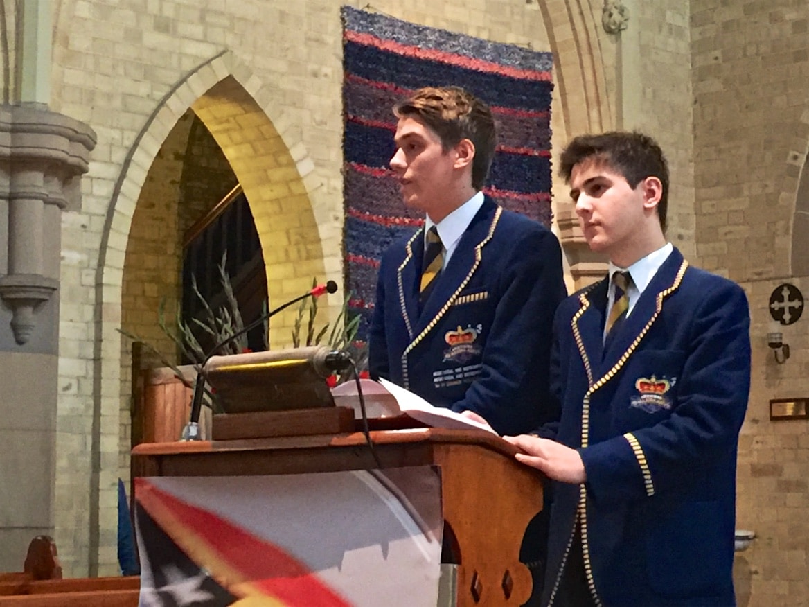 Peter and Luke from St Aloysius' College spoke passionately about their immersion experiences at Railaco Mission during our Sunday Mass