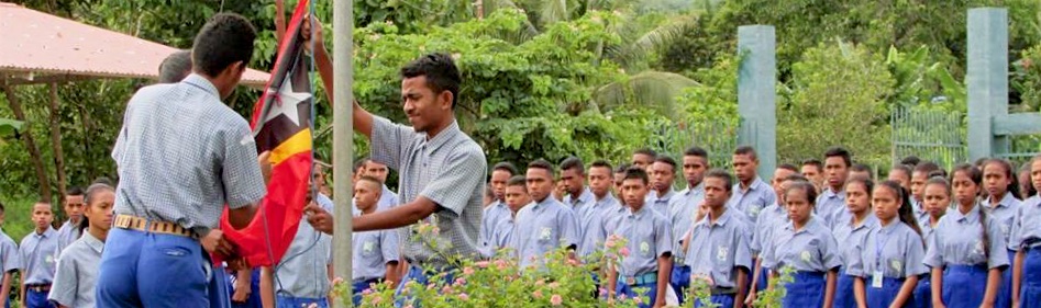Hoisting the flag - Railaco Secondary School NOSSEF